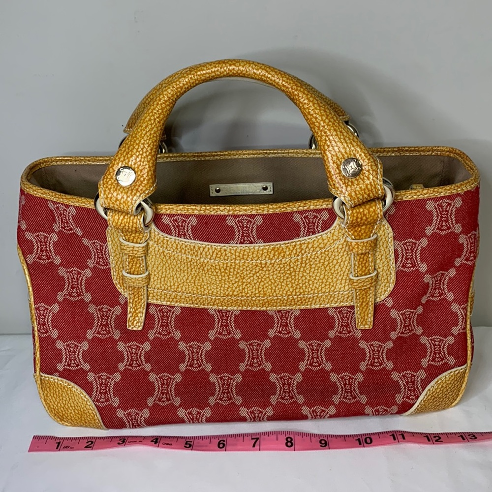 Celine Red Denim Macadam Bag